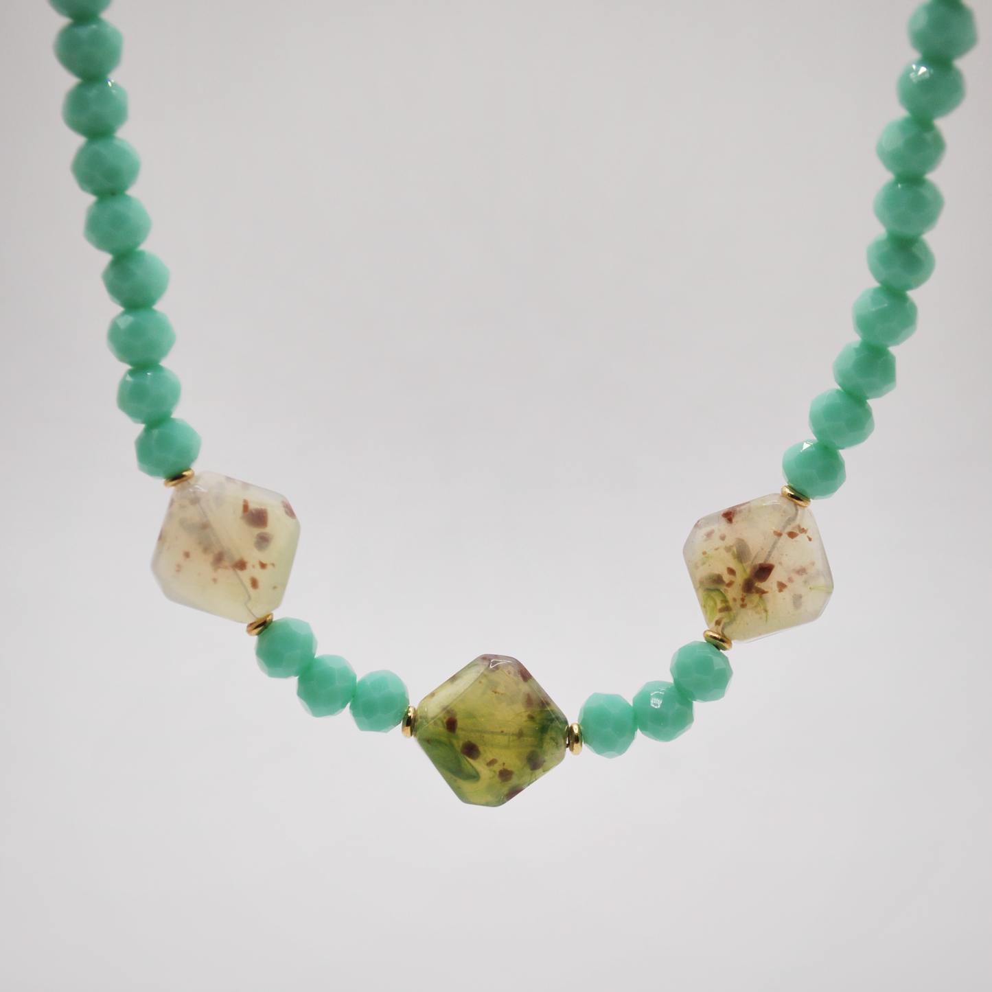 'green tide' beaded necklace with bold green charm beads