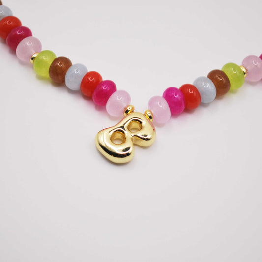 'confetti tide' beaded necklace with initial charm