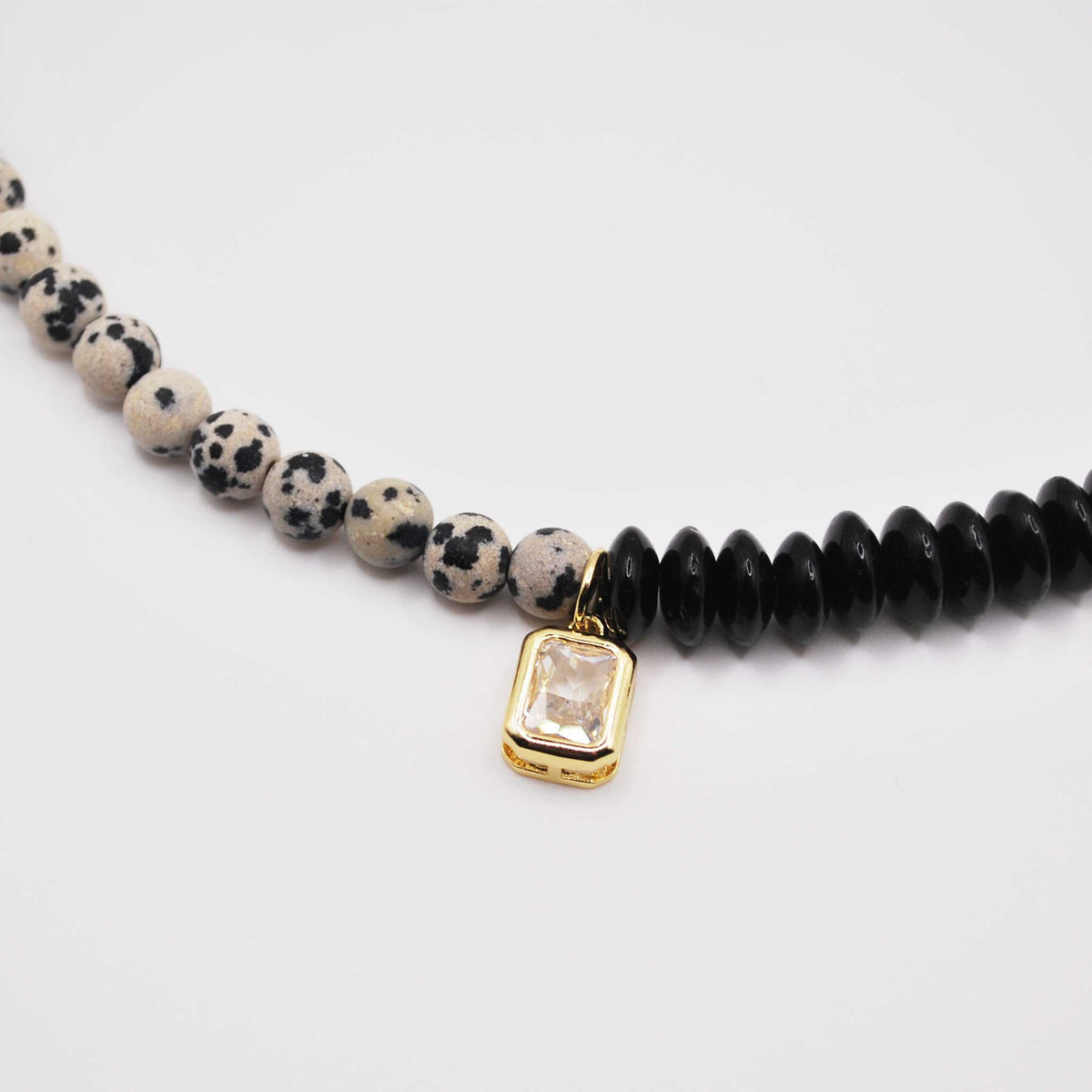 'high tide' two-tone beaded necklace with crystal charm