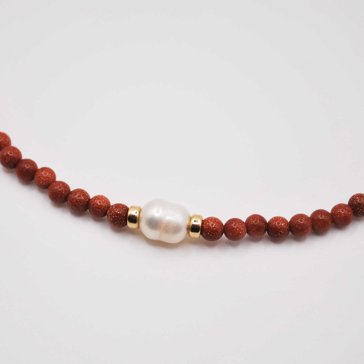 'stardust tide' goldstone beaded necklace with pearl accent