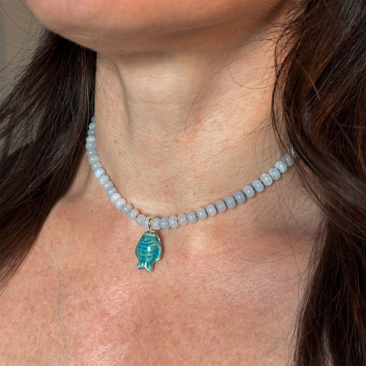 'little blue fish' necklace with bold blue fish charm