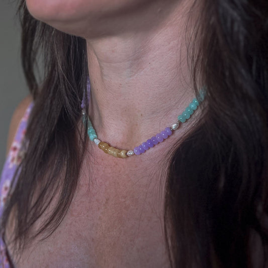 'mermaid tide' beaded necklace with pearl accents