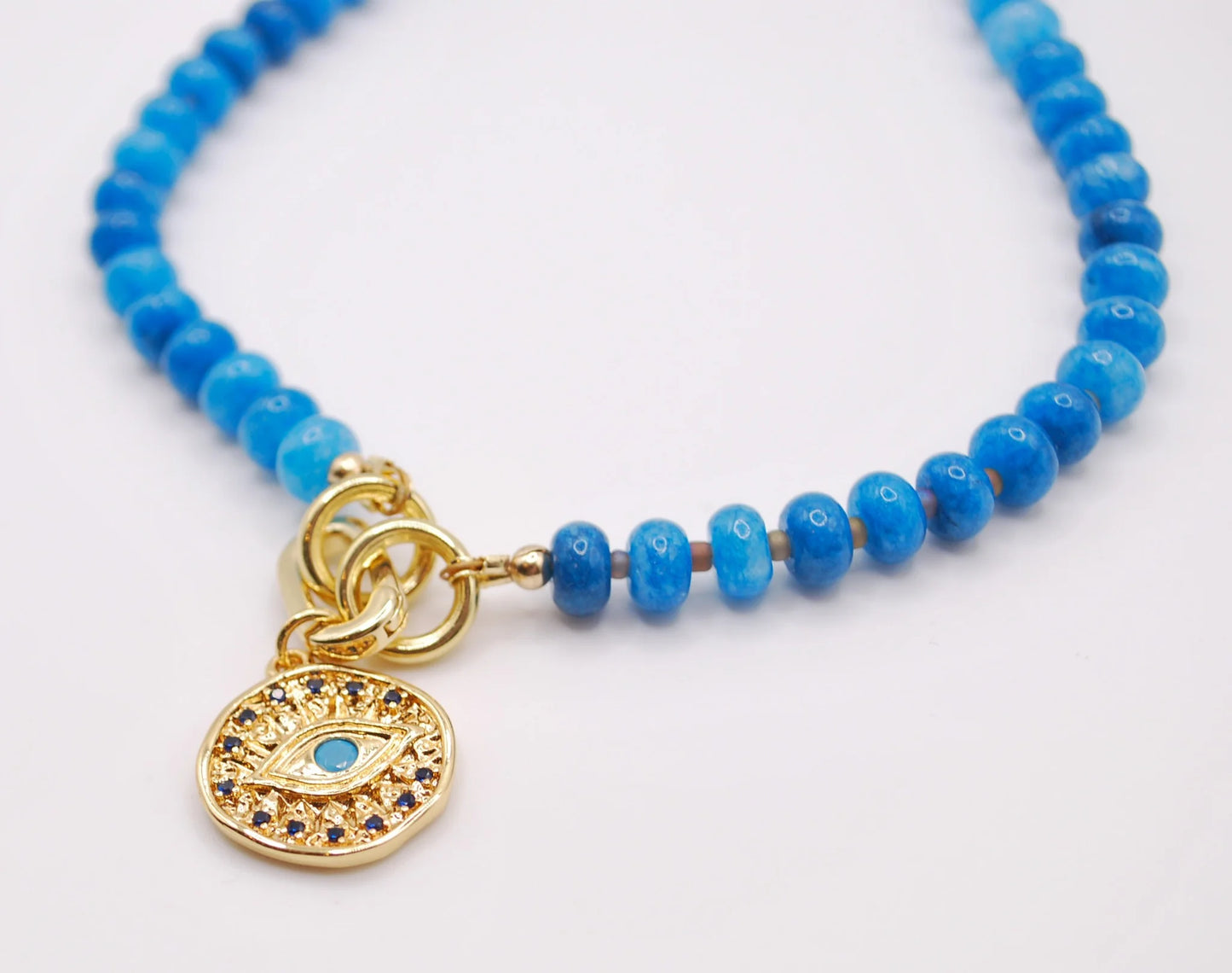 'saltwater' blue beaded necklace with charm