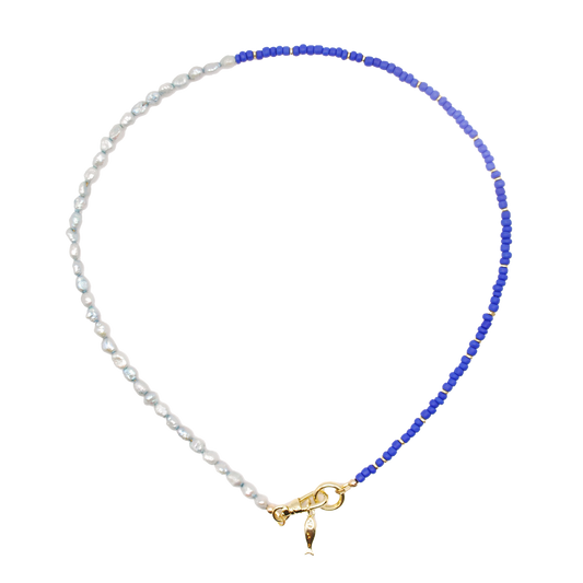 handmade 'bluefin pearl' beaded necklace with pearl accents