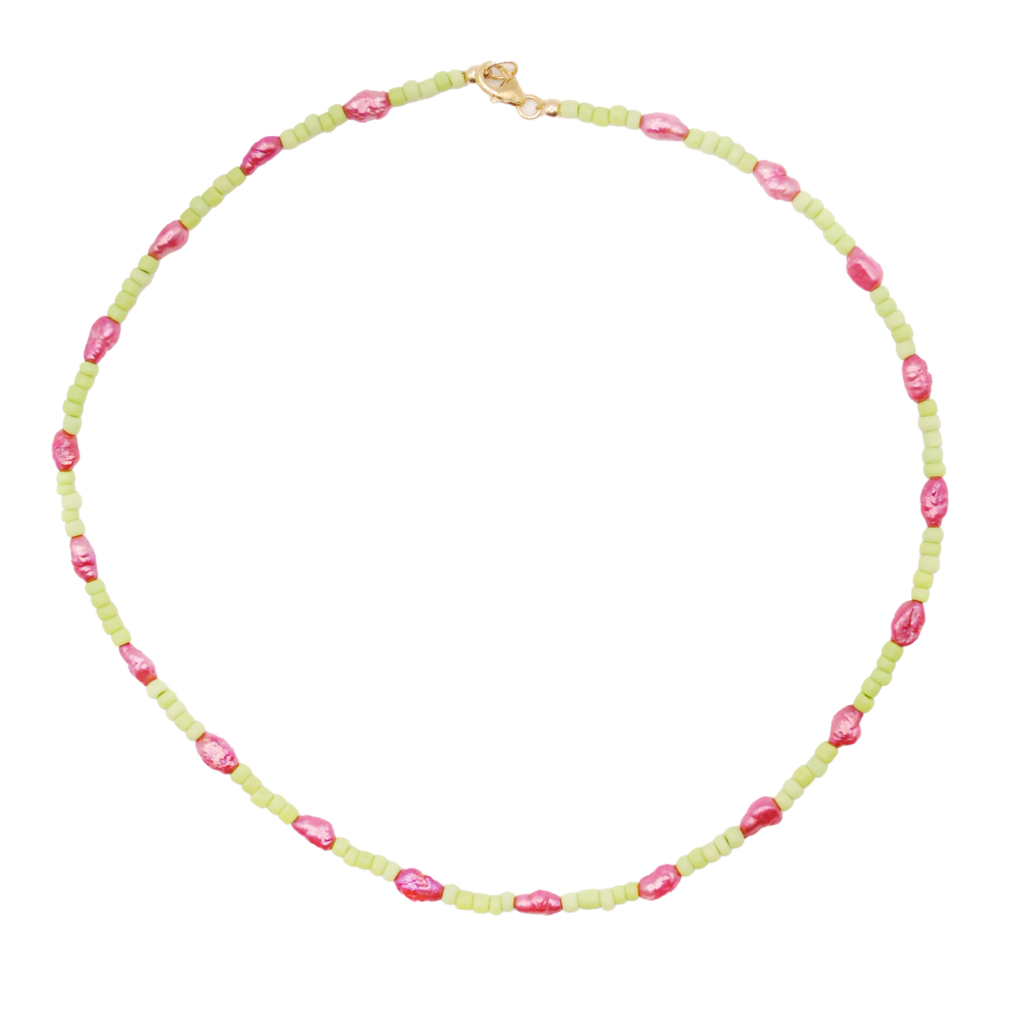 The 'pink pearl tides' choker features soft pink beads paired with luminous pearl accents, inspired by gentle tides and coastal light.