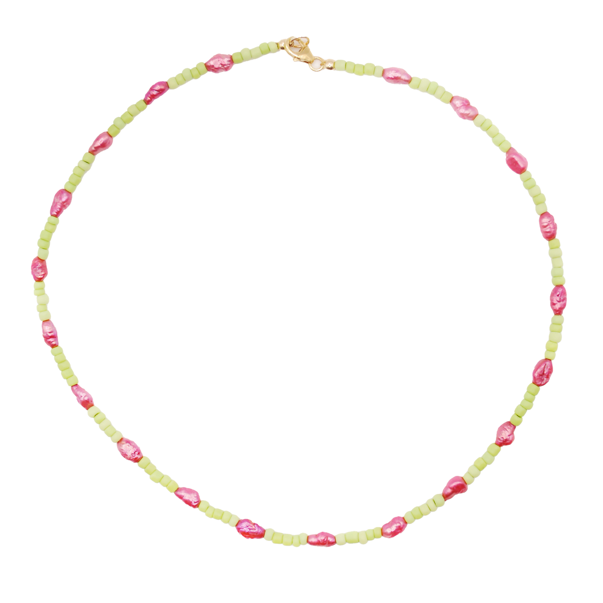 The 'pink pearl tides' choker features soft pink beads paired with luminous pearl accents, inspired by gentle tides and coastal light.
