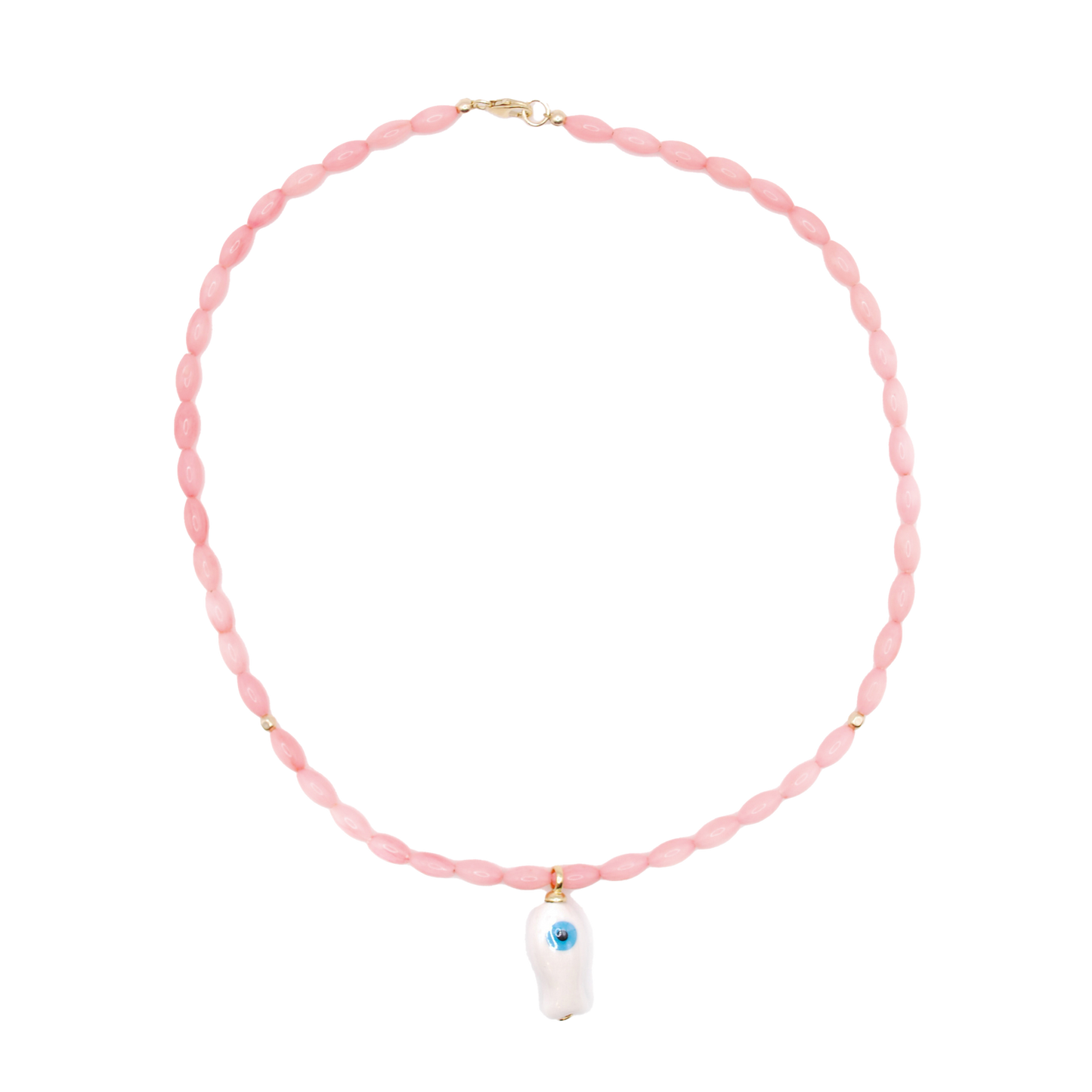 'pink tide' necklace (with white fish charm)