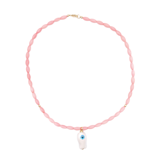 'pink tide' necklace (with white fish charm)