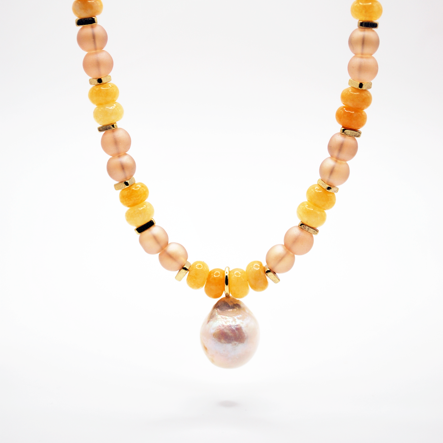 'sun drop' beaded necklace with pearl charm