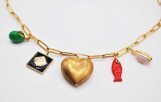 'tide treasures' paperclip chain charm necklace