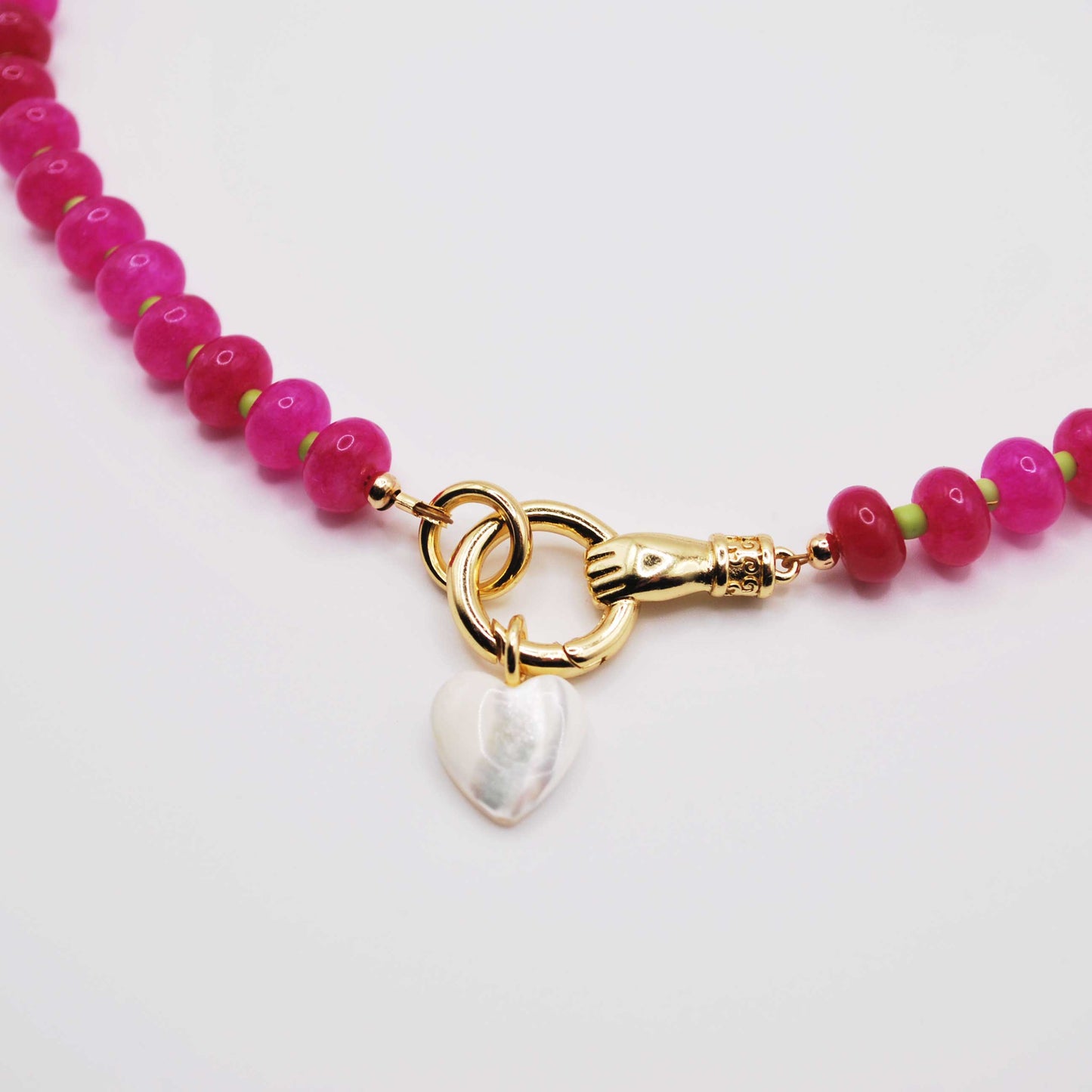 'neon crush' beaded necklace with pearl heart charm