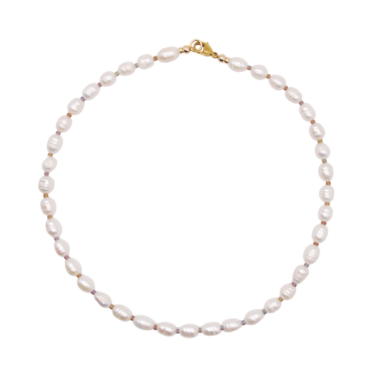 'sea pearl' freshwater pearl necklace with pastel seed bead accents
