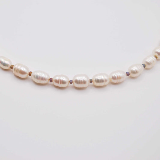 'sea pearl' freshwater pearl necklace with pastel seed bead accents