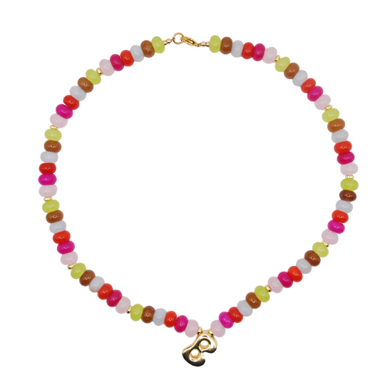 'confetti tide' beaded necklace with initial charm