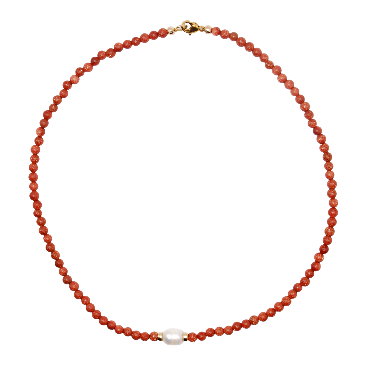 'stardust tide' goldstone beaded necklace with pearl accent