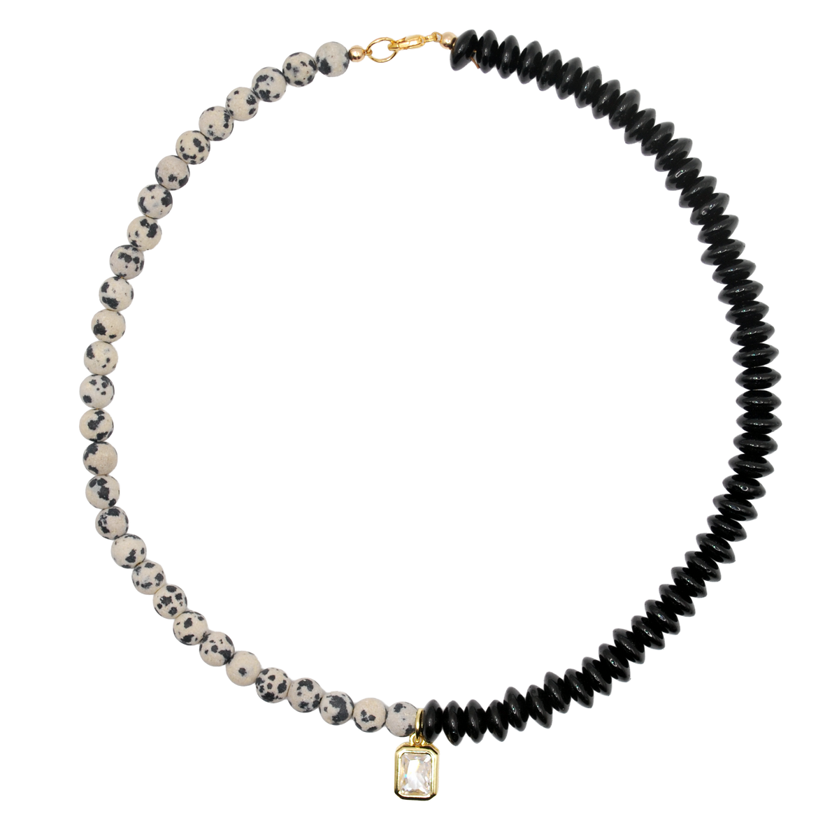 'high tide' two-tone beaded necklace with crystal charm