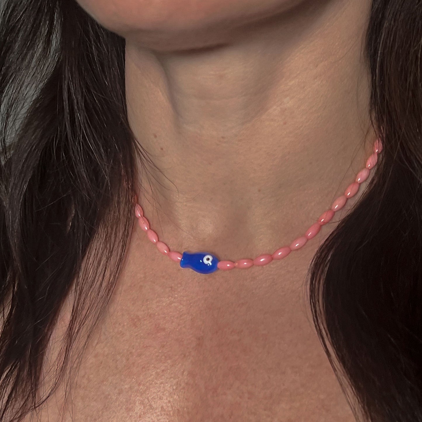 'blue tide minnow' necklace with blue fish charm