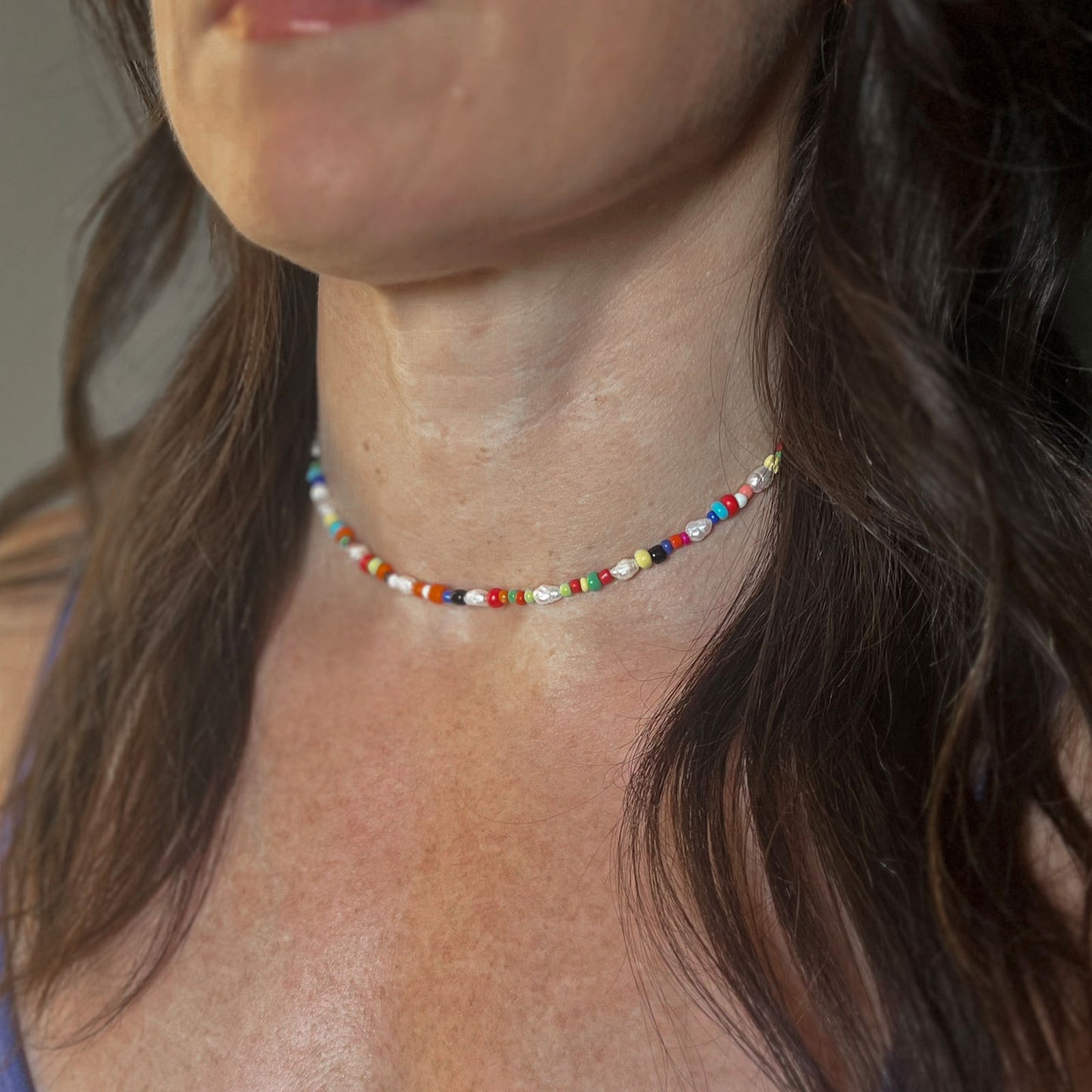 'bright tide' vibrant beaded necklace