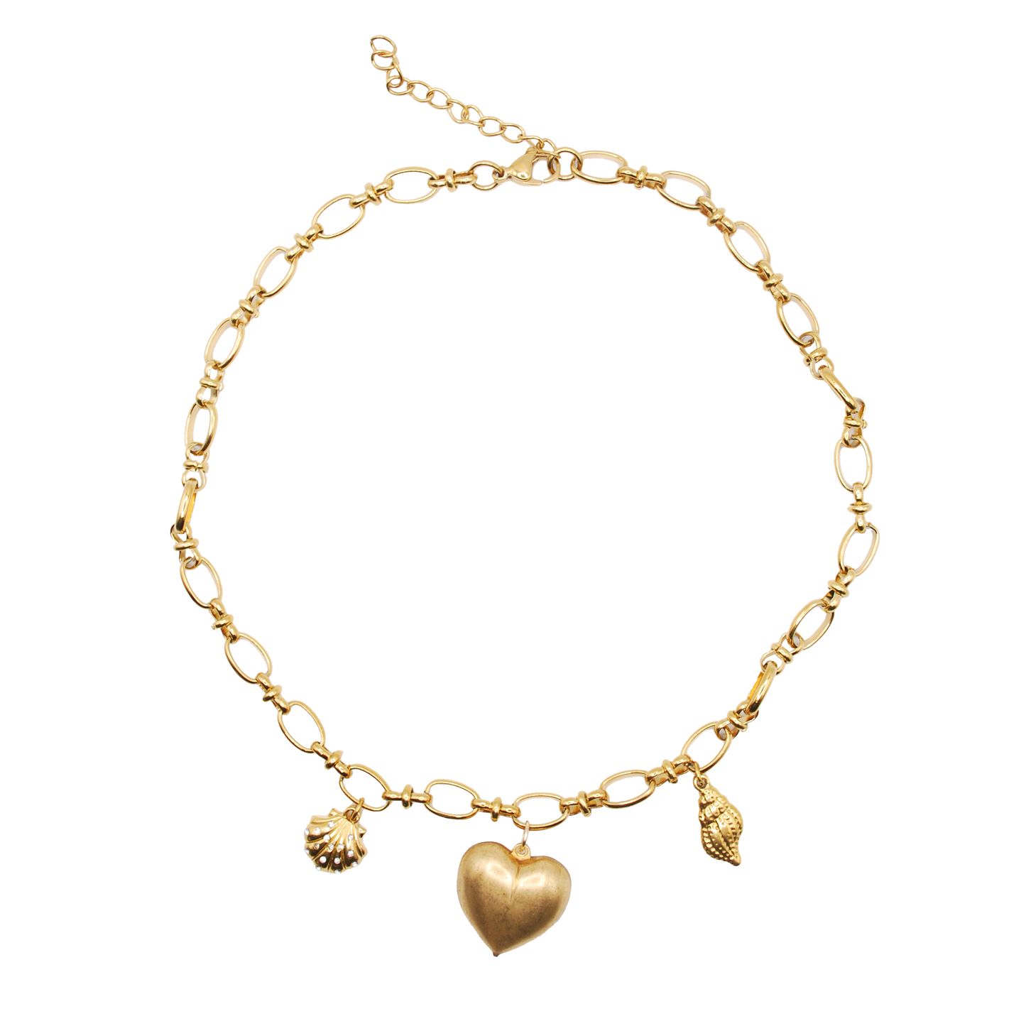'lover's tide' paperclip chain charm necklace