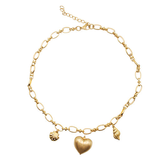 'lover's tide' paperclip chain charm necklace