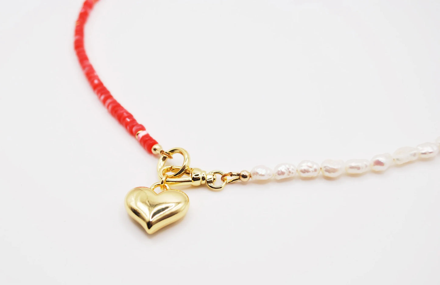 'tide and love' beaded necklace with heart charm